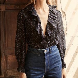 DÔEN Hardy Floral Top in Black Marfa Paisley